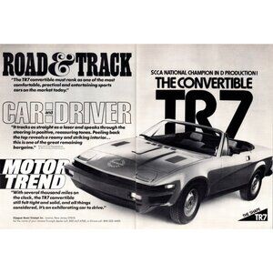 1980 Triumph TR7 Tr-7 Convertible 2pg Vintage Print Ad Headlines Wall Art